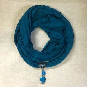Jade Scarf w/Silver Wrap and Beaded accent